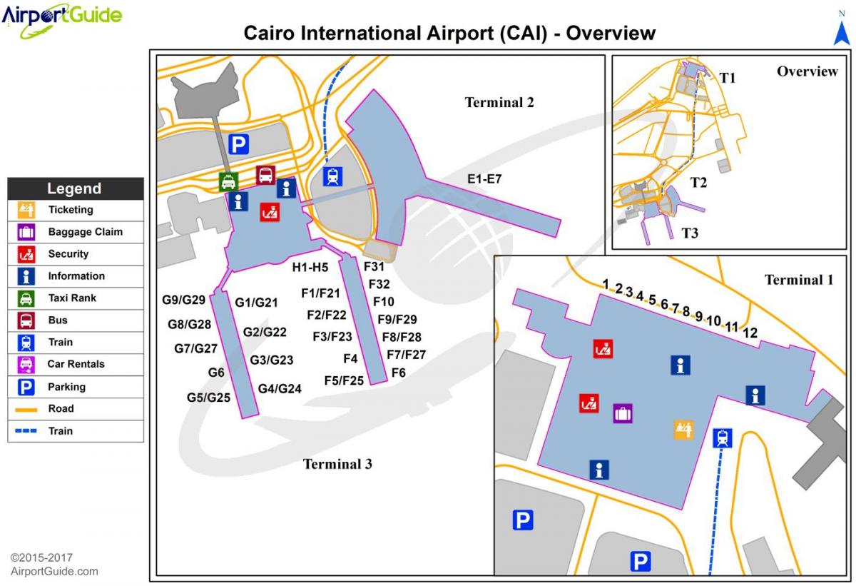 միջազգային օդանավակայանը Կահիրեի քարտեզի վրա