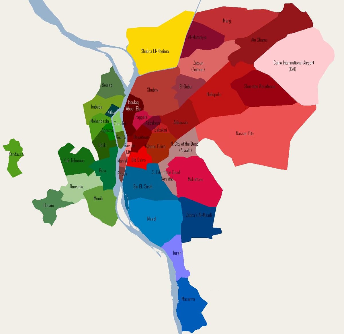շրջապատը Կահիրեի քարտեզի վրա